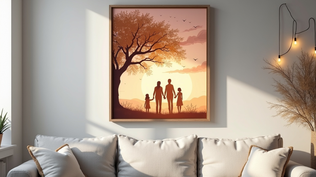 Exemple d'affiche famille personnalisée avec différents personnages et animaux