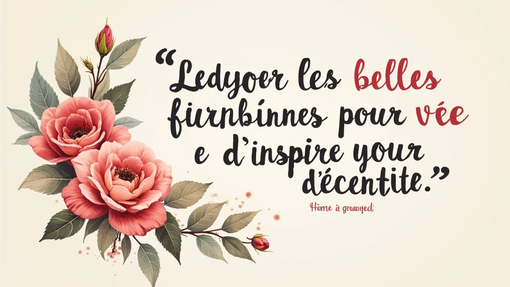 Carte postale avec une citation d'amour écrite à la main