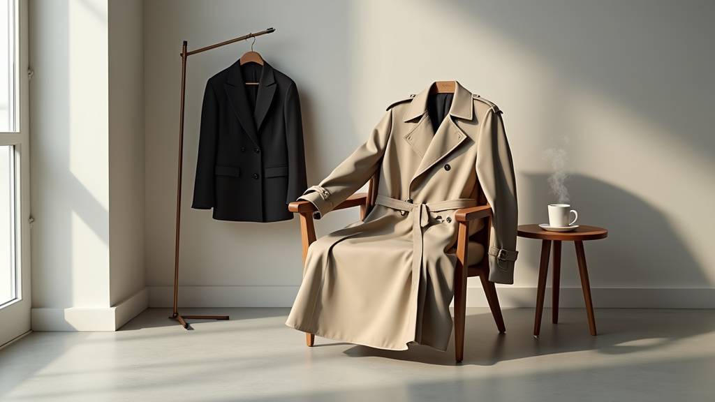 Manteau en laine camel, coupe droite et élégante